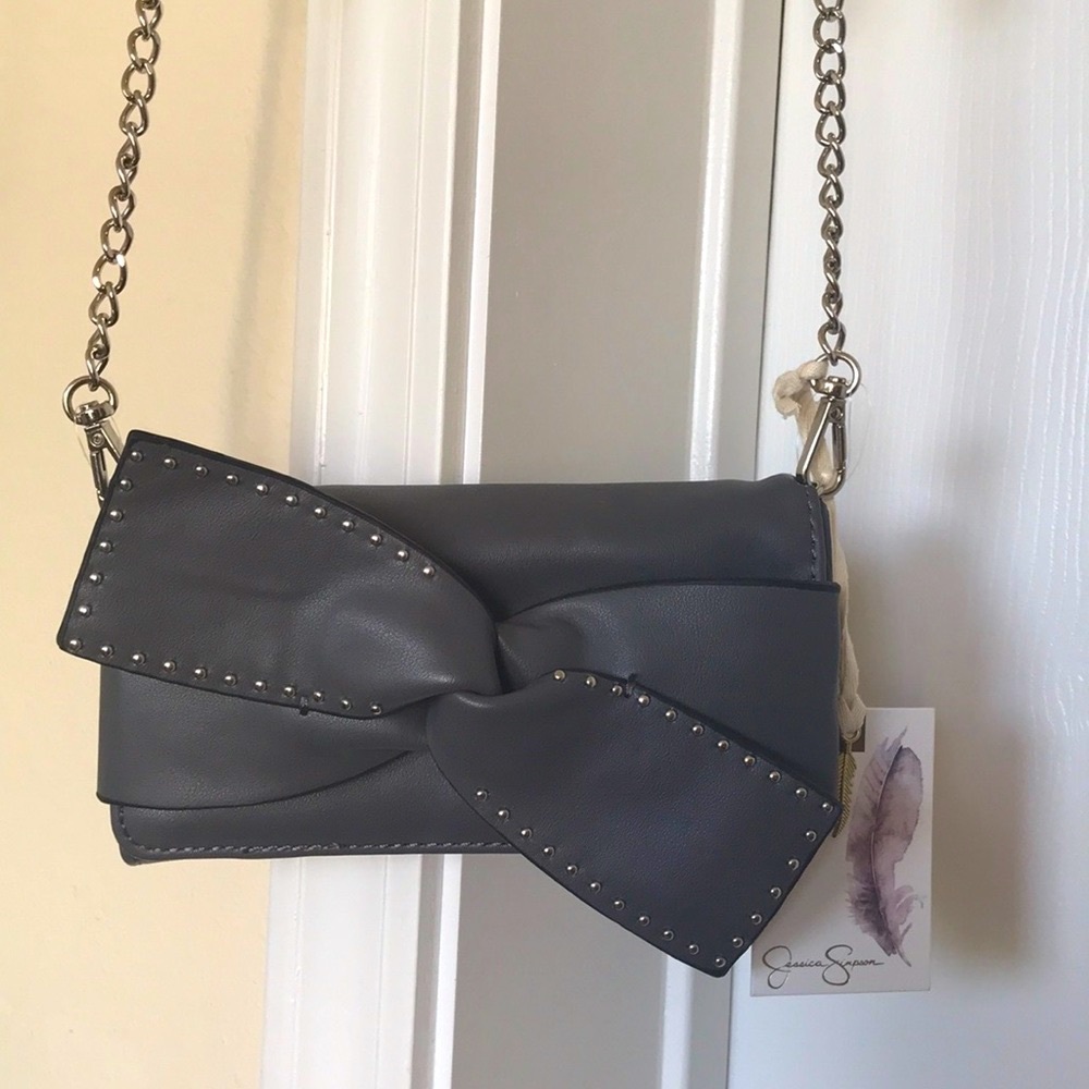 NWT Jessica Simpson Gray Bow Mini Crossbody Bag